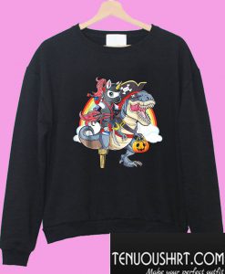 Ninja Unicorn Riding Dinosaur Halloween Sweatshirt