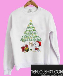 Snoopy And Woodstock For Unto You Is Born This Day In The City Sweatshirt