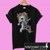 Unicorn skeleton dabbing happy halloween skull T-Shirt