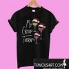 Christmas wine glass Santa hat my group therapy T-Shirt