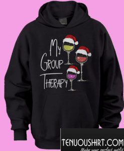 Christmas wine glass Santa hat my group therapy Hoodie