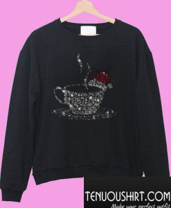 Coffee and santa hat Rhinestone Christmas Sweatshirt