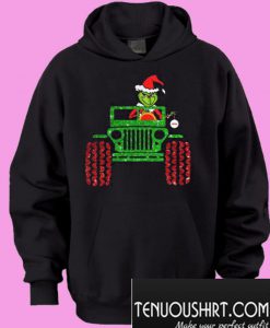 Glitter Grinch Drive Jeep Christmas Hoodie