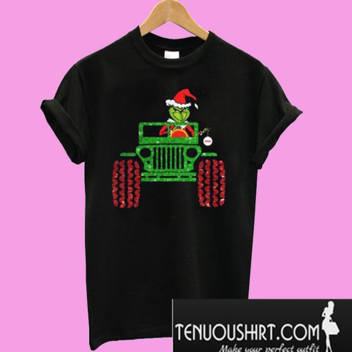 Glitter Grinch Drive Jeep Christmas T-Shirt