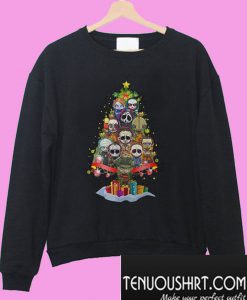 Horror characters chibi Christmas tree Sweatshirt