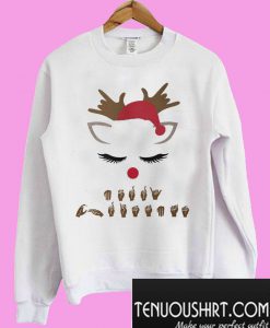 Reindeer deaf pride American sign language Christmas Sweatshirt