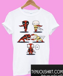 Deadpool and Saitama fusion dance One Punch Man T-Shirt