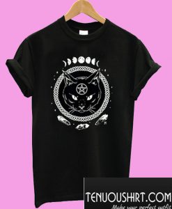Gothic Moon Phase Witchcraft Cat T-Shirt