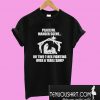 Peaceful Manger Scene Or Two T Rex Fighting Over A Table Saw T-Shirt