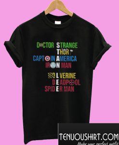 Stan Lee Avengers Team Names T-Shirt