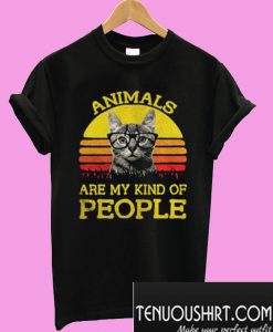 Cat animals are my kind of people retro T-Shirt