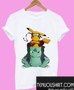 Pokemon and Bulbasaur Naruto T-Shirt