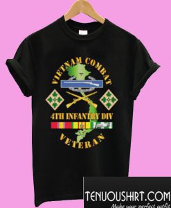 Vietnam Combat Infantry Veteran w 4th Inf Div SSI V1 T-Shirt