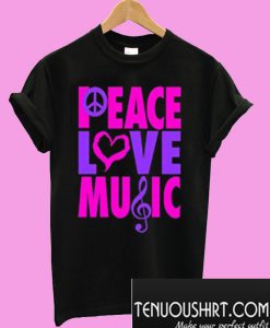 Peace Love Music Black T-Shirt