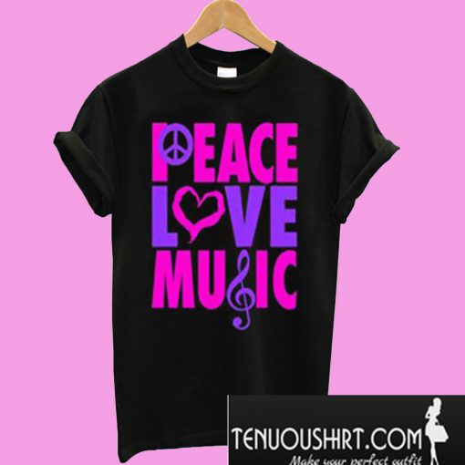 Peace Love Music Black T-Shirt