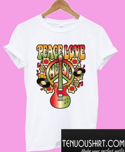 Peace Love Music Guitar T-Shirt