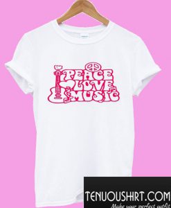 Peace, Love, Music Pink T-Shirt