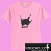 Pink Gesture Print Ripped Crop T-Shirt