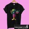 Vintage Retro 1970s Tie Dye Groovy Alien Peace T-Shirt