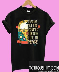 Hippie car Imagine all the people living life in peace T-Shirt