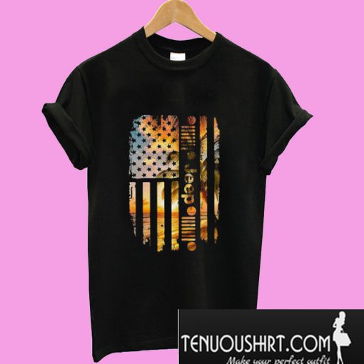 Lovely American Flag Jeep T-Shirt