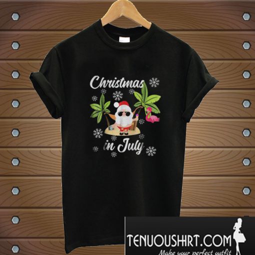 Christmas in July Flamingo and Hawaiian Lover T-Shirt