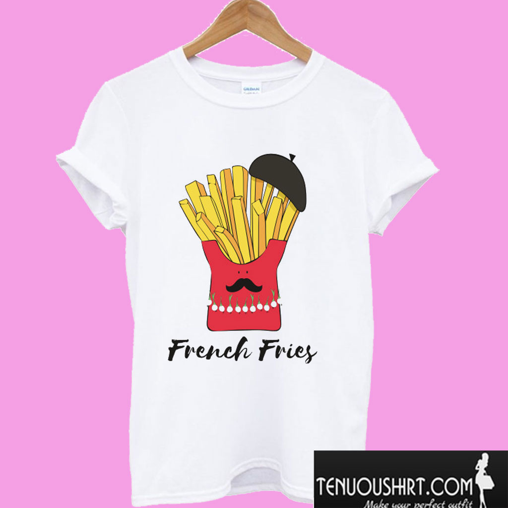 French Fries- Cute Fries Wearing Beret T shirt
