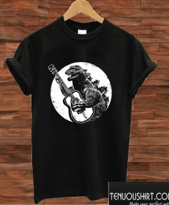 Godzilla Playing Guitar Graphic T shirt