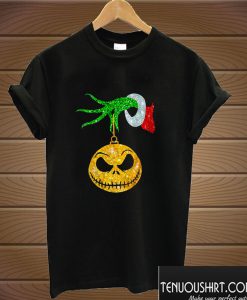 Grinch Hand Holding Jack Skellington T shirt