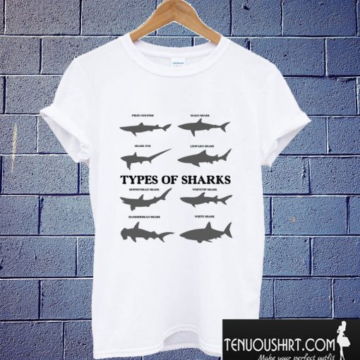 Types of sharks T shirt