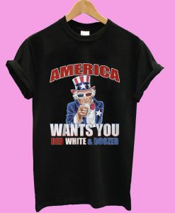 Uncle Sam Red White Boozed Funny 4th July Drinking T shirt