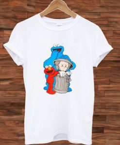 Uniqlo White Kaws X Sesame Street Graphic T shirt