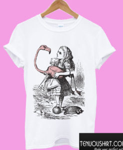 Alice And Flamingo Alice In Wonderland T shirt