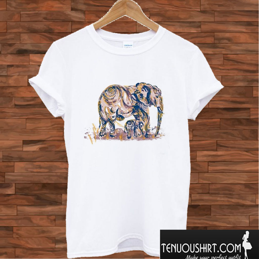 Elephant Mom and Baby T shirt