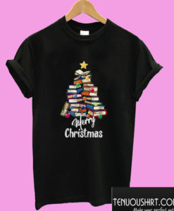 Book Christmas tree Merry Christmas T shirt