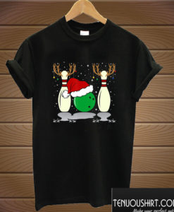 Bowling Santa Hat Christmas T shirt