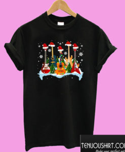 Guitar Guitarist Santa Hat Christmas T shirt