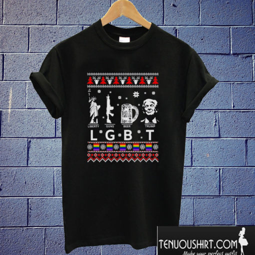 LGBT Liberty Guns Beer Trump Christmas T shirt