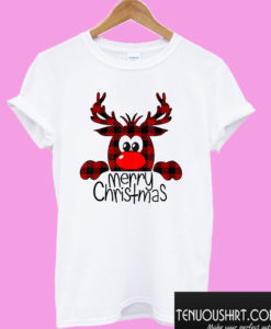 Merry Christmas Plaid Reindeer T shirt