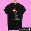 Merry Kissmyass Black Cat With Christmas Lights T shirt