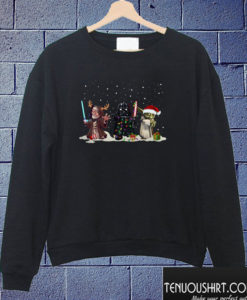 Star Wars Darth Vader Luke Skywalker and Yoda chibi Christmas Sweatshirt