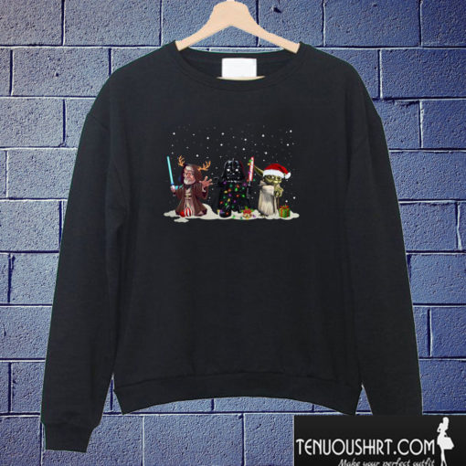 Star Wars Darth Vader Luke Skywalker and Yoda chibi Christmas Sweatshirt