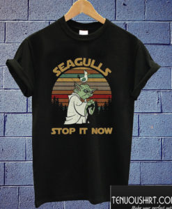 Sunset retro style Yoda Seagulls stop it now T shirt