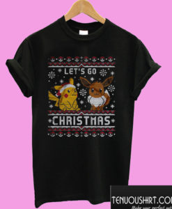 Let’s Go Christmas Pikachu And Eevee T shirt