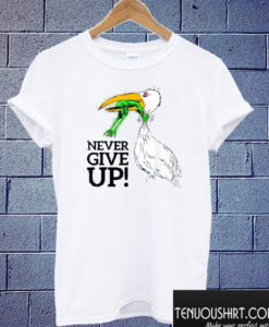 never give up stork and frog T shirt