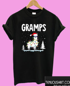 Gramps Llama San Hat Christmas Lights T shirt