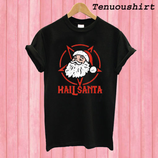 Hail Santa Hail Metal Santa Claus Christmas T shirt