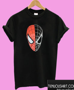 Spider-Man Half Black Face Half Red With Silver T shirt