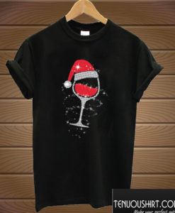 Wine Glasses Santa Hat Christmas T shirt