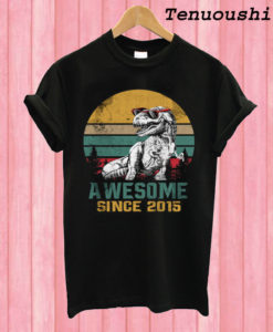Awesome Since 2015 Retro 5 Years Old Dinosaur Gifts Boy Kid T shirt